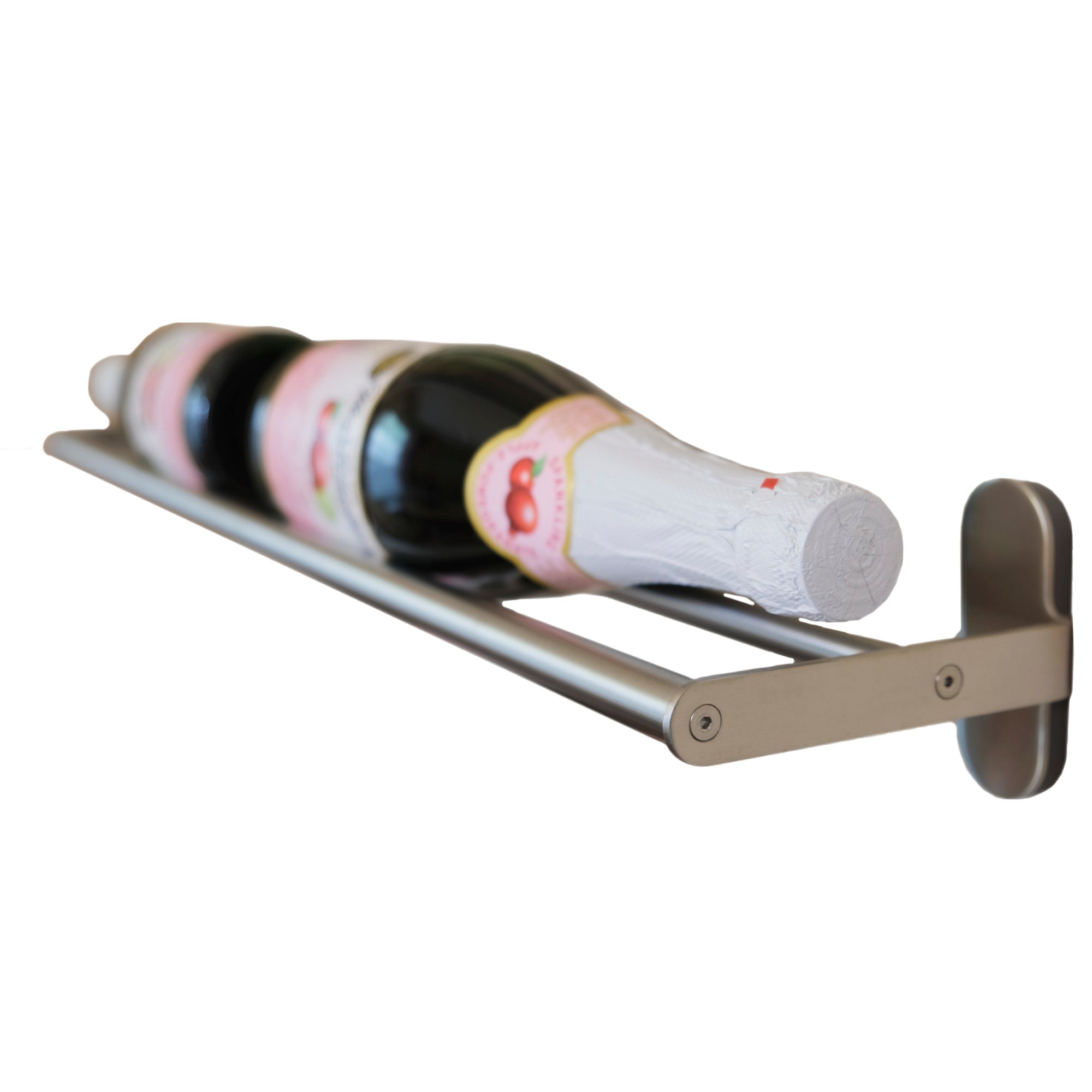 Wall Mounted Horizontal Stainless Steel Wine Rack (2 Bottles)