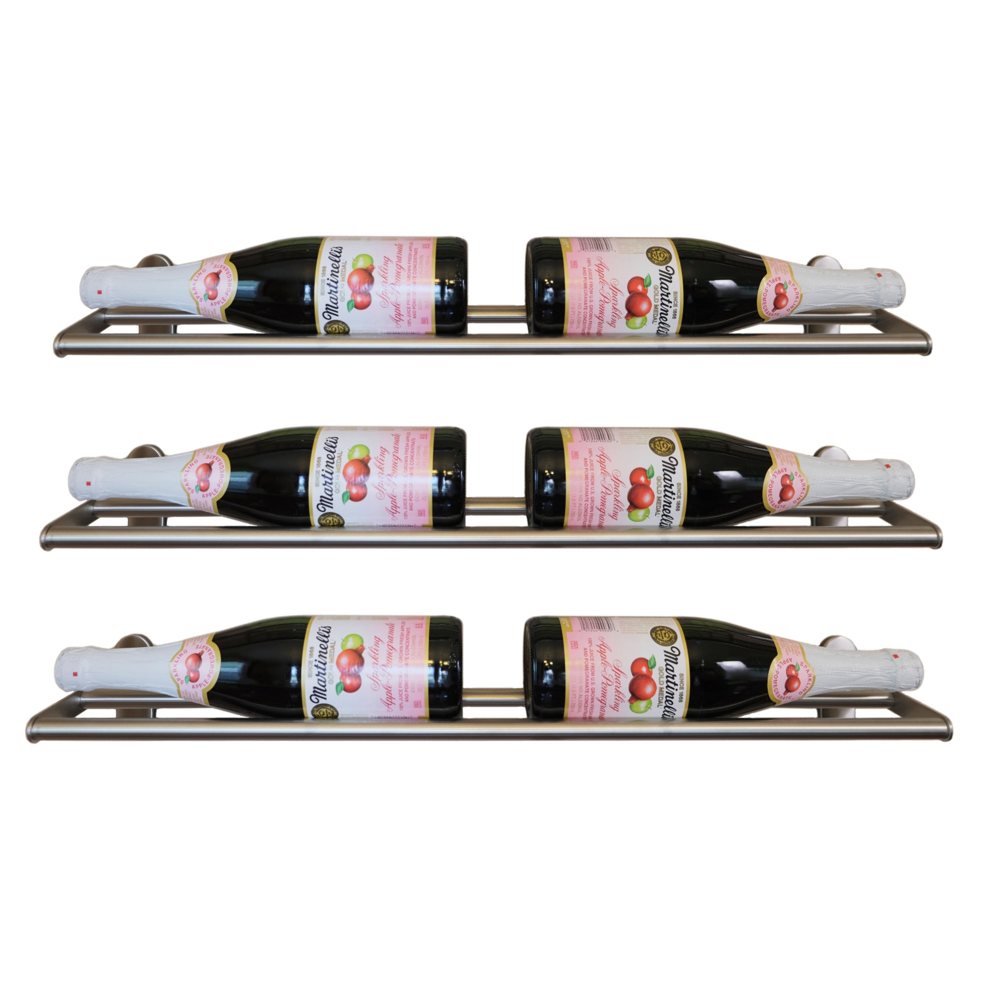 Wall Mounted Horizontal Stainless Steel Wine Rack (2 Bottles)